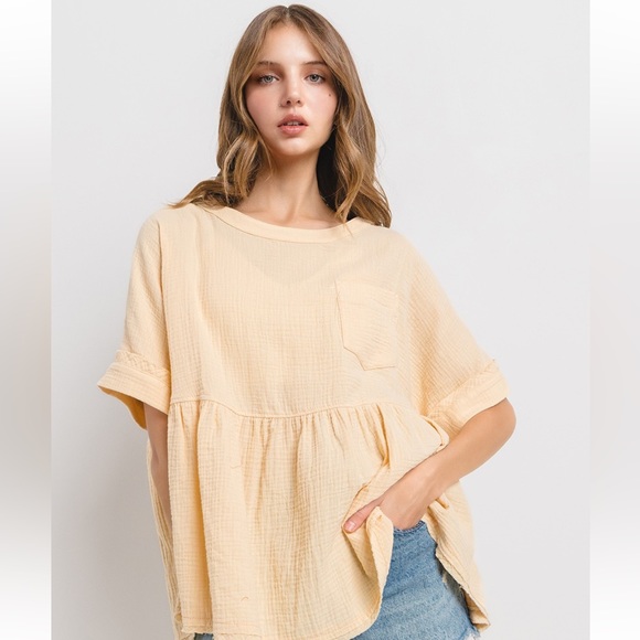 13 Boho Oversized Gauze Short Sleeve Top - Picture 4 of 4